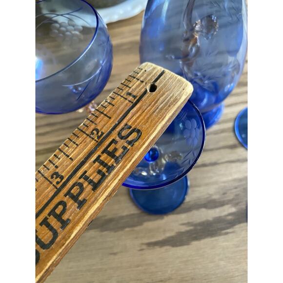 Antique Art Deco Glass Bimini Lauscha by Fritz Lampl Decanter Cordial Glass Set - Picture 11 of 11